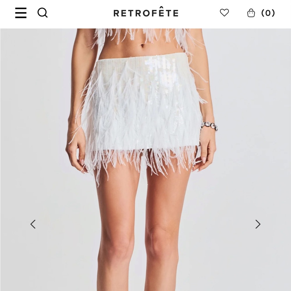 Retrofête White Feather Mini Skirt
